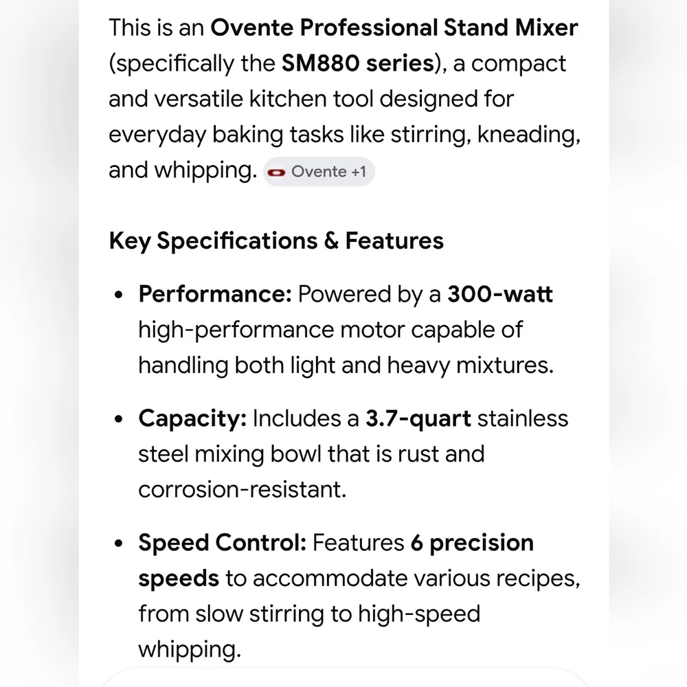 Ovente Professional Stand Mixer in Red